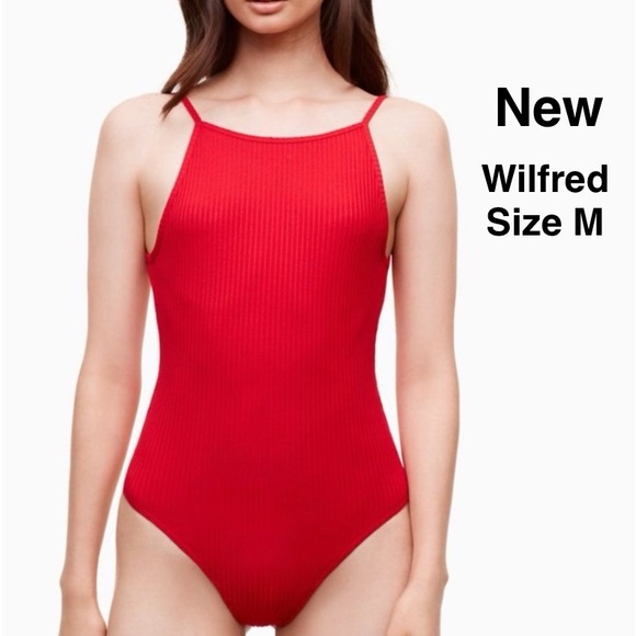 New Aritzia Wilfred Ribbed Annecy Bodysuit Red Size M with tags ⭐️⭐️⭐️⭐️ - Picture 1 of 17
